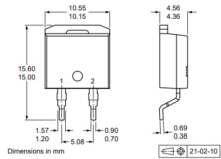 Mechanical Drawing - Nexperia PSC1665x Silicon Carbide (SiC) Schottky Diodes